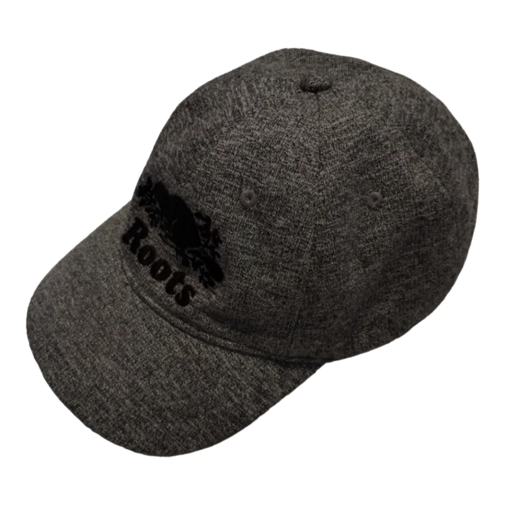 Roots Kids Adjustable Hat Baseball Cap Printed Logo Beaver Black Grey Youth‎ S/M